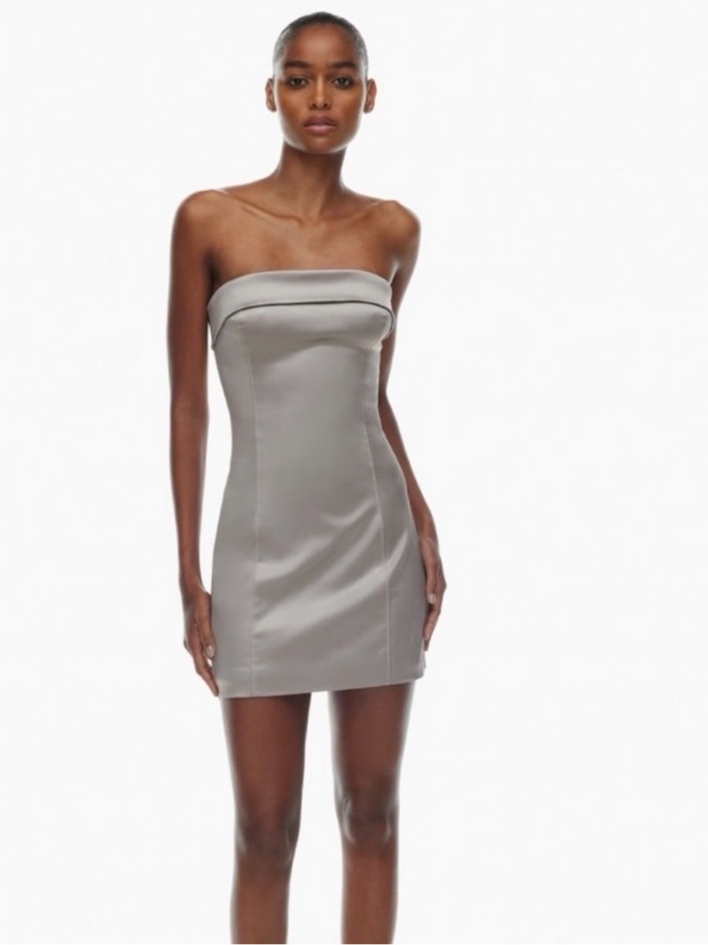 Aritzia Ten Strapless Satin Mini Dress